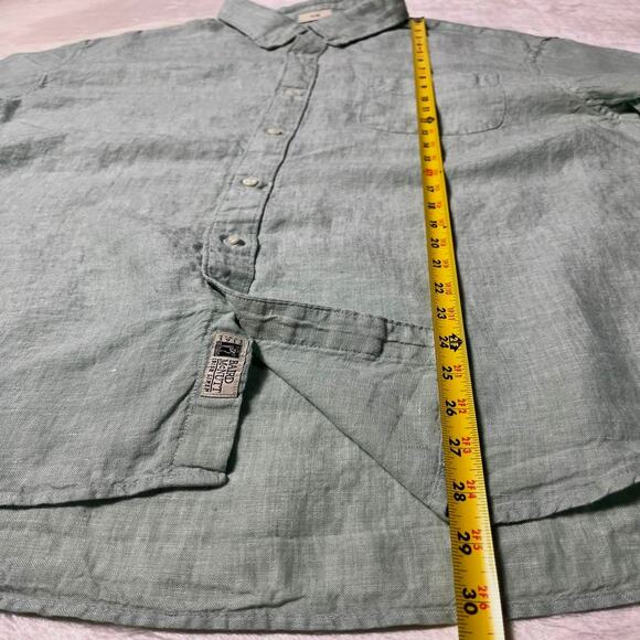 Baird McNutt Irish Linen Camp Shirt Men's XL J Crew Slim Fit Pale Mint Green - Picture 6 of 7